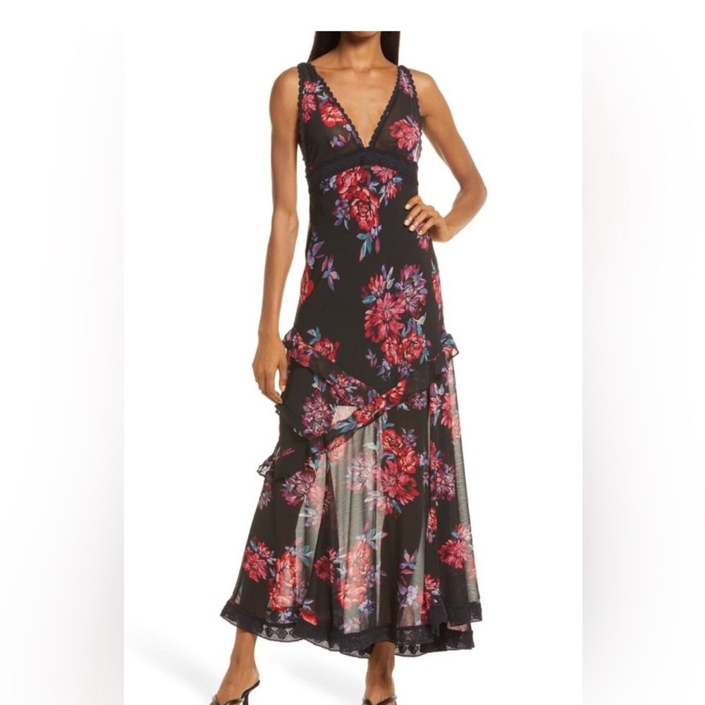 Free People Stay Awhile Maxi Print Dress - M